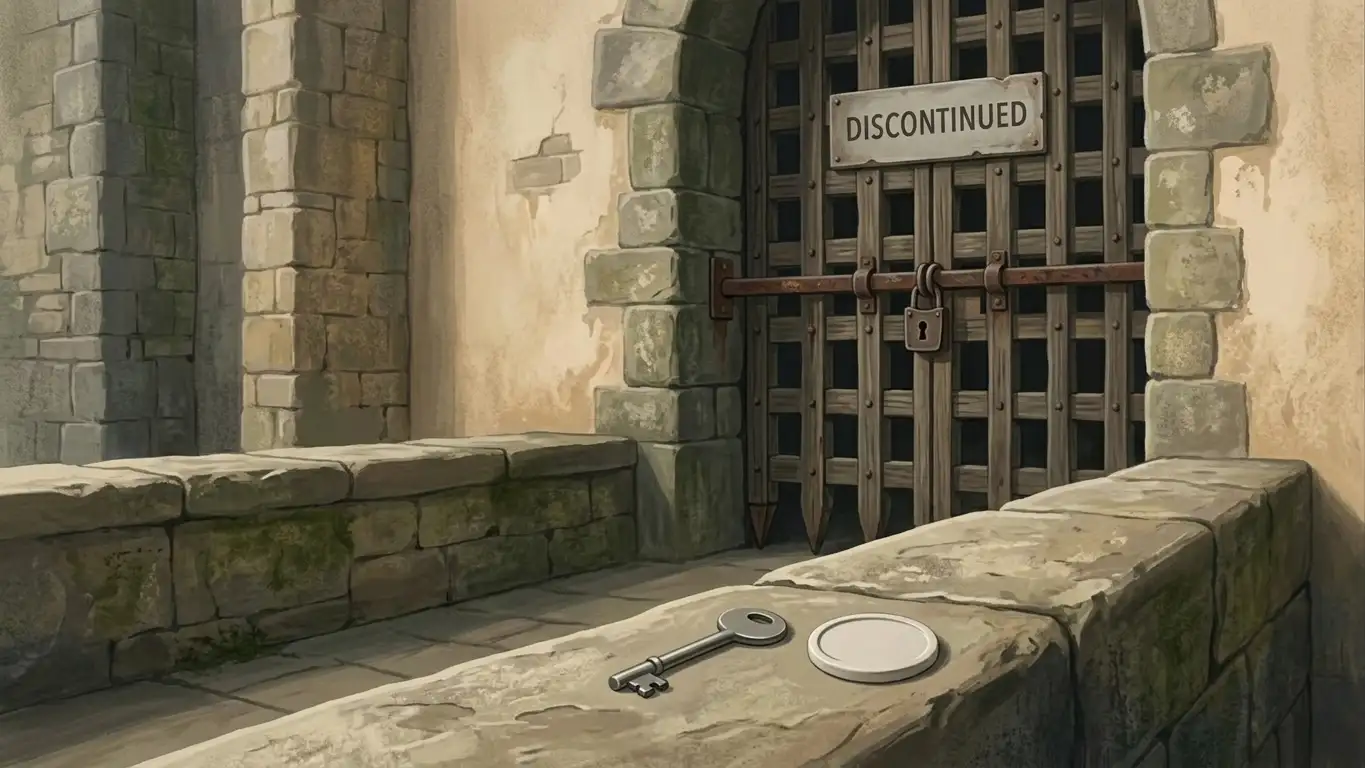Editorial illustration of a closed castle gate representing the closure of Kingdom Casino
